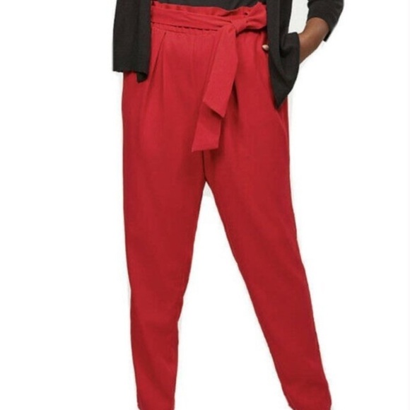 Lane Bryant Pants - Lane Bryant Red Belted Pull On Ankle Pants Size 26 G